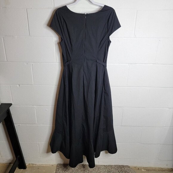 UNIVERSAL STANDARD Jenna Stretch Poplin Flounce Dress Size 2XS Black Classic - Picture 3 of 8